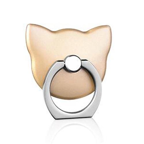 support de bague pour téléphone portable Forme de visage de chat 360 °avec béquille Doré