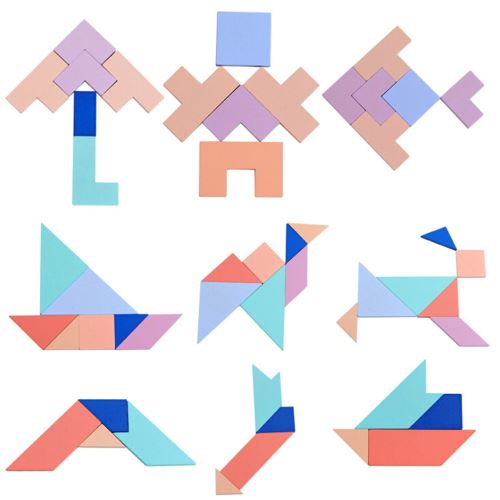 Puzzle Tetris en Bois Tangram Puzzle Cerveau Construction Teasers Jouets Blocks Jeu Jmpl131