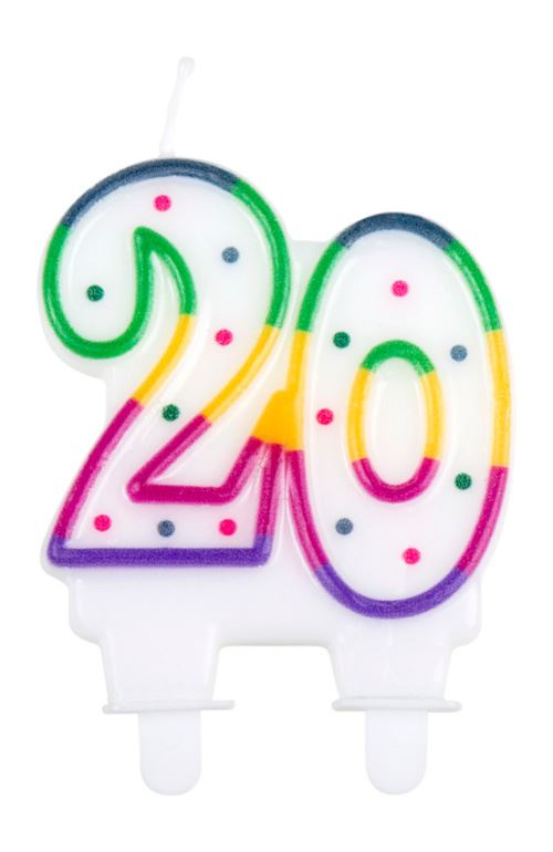 Boland numéro de bougie 20 avec support de cire 2-pièces