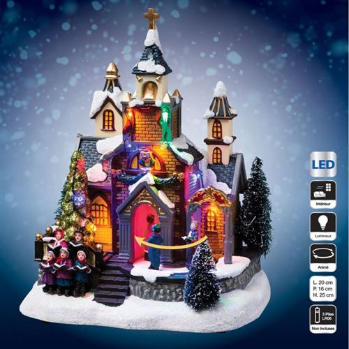 Eglise de Noël animée et lumineuse