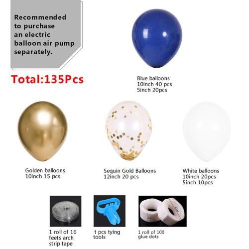 169pcs / set Balloon Garland Arch Set 5-12inch Golden Blue Balloon