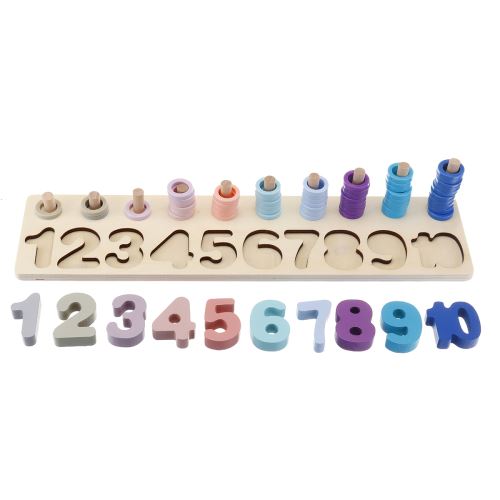 Jouets en bois Anneaux Montessori Math Toys Counting Board Preschool Deux en un