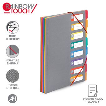 Trieur A4 Extensible 8 Compartiments - Porte-documents En Plastique PP - Dimensions 32,5x24,5cm - Fermeture à Pression