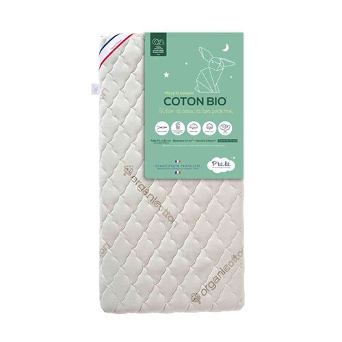 Mon Ptit Matelas en coton Bio déhoussable 60x120cm