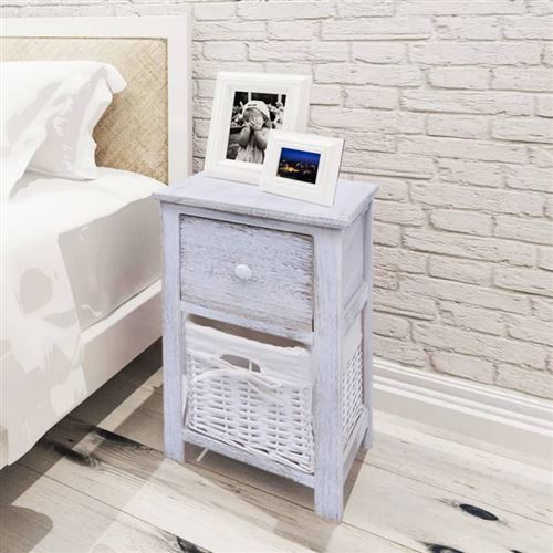 vidaXL Nachtkastjes hout wit 2 st