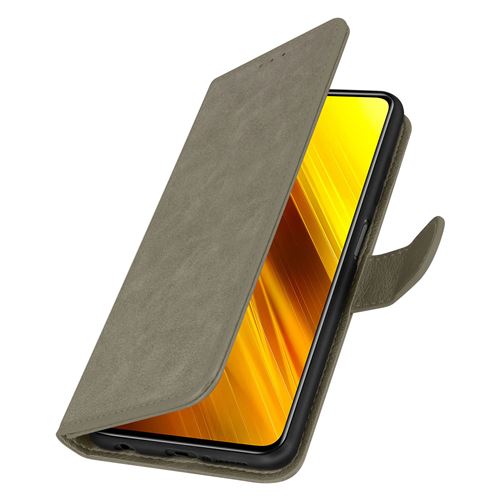 Avizar Étui pour Xiaomi Poco X3 et X3 Pro Folio Intégrale Porte-carte Fonction Support Gris
