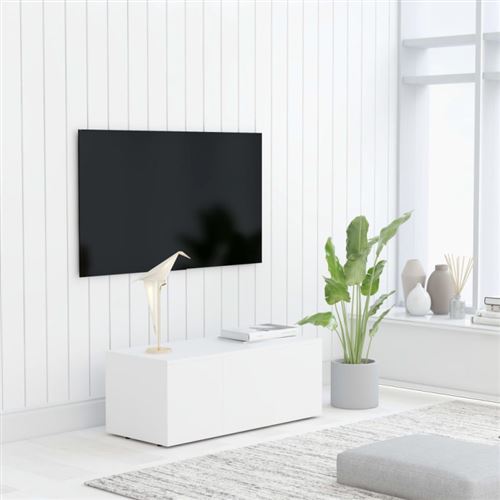 Vidaxl Blanc Meuble Tv 80X34x30 Cm Bois D Ingénierie - Image 1