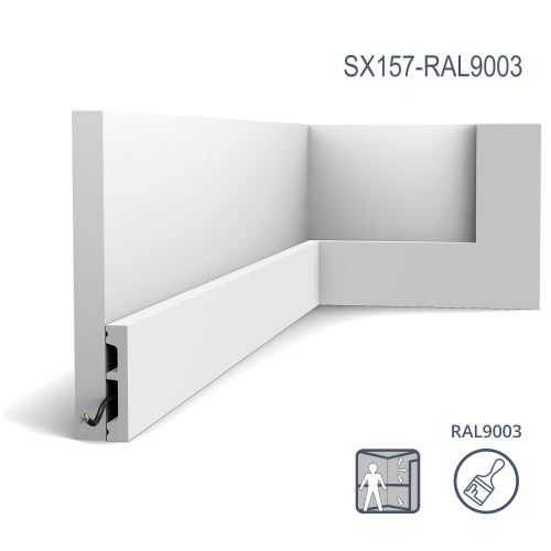 Plinthe Orac Decor SX157-RAL9003 AXXENT SQUARE Plinthe Cimaise Moulure décorative prépeinte design moderne blanc de sécurité 2 m
