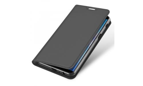 Etui folio pour Galaxy J4+ 2018 gris avec rabat latéral et fonction standJ