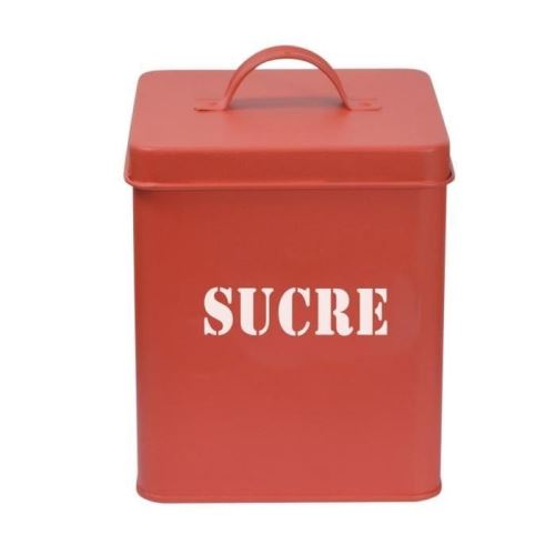 Frandis boîte a sucre carrée en métal - 12 x 12 x 16,5 cm - rouge mat 040271