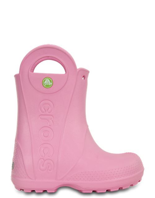 Crocs enfant Handle It Rain Boot Roomy Fit Wellies en Carnation Rose 12803 6I2 [Junior 2]
