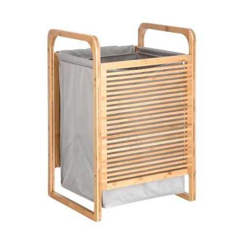 Panier a Linge en Bambou Latte 60cm Gris