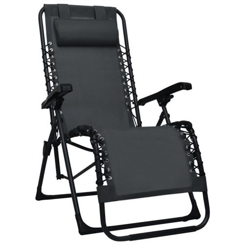 Vidaxl Noir Chaise Pliable De Terrasse Textilène - Image 1