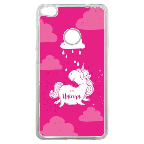 Coque Unicorne Nuage Fond Rose Fushia Compatible P8 2017 Transparent
