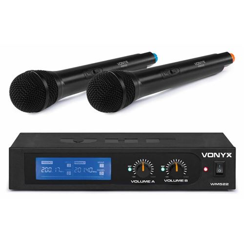 Vonyx Wm522 - Set De 2 Microphones Sans Fil - 2 Canaux, Système Vhf Avec Valise De Transport Fournie