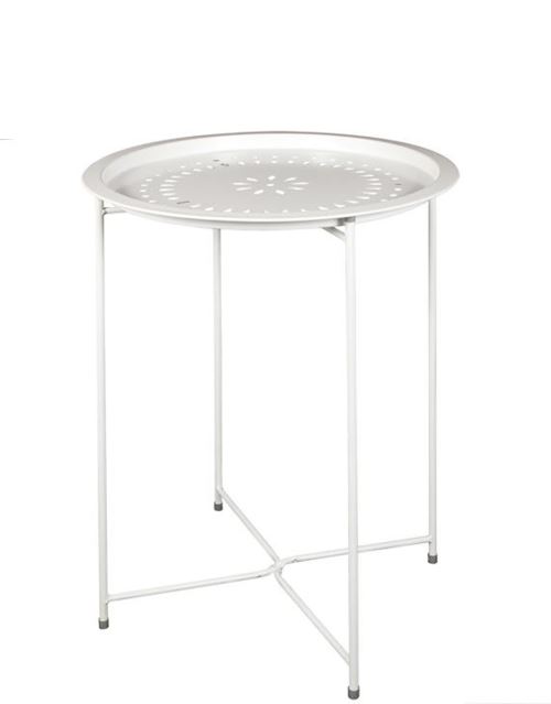 Table d'appoint en métal coloris blanc - 60 X 46 X 46cm -PEGANE-