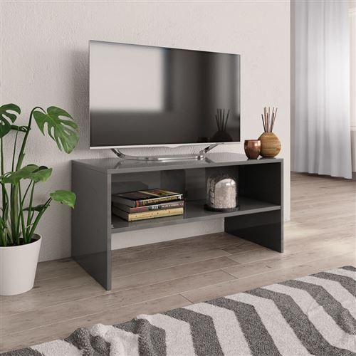 Meuble TV Gris brillant 80 x 40 x 40 cm Aggloméré
