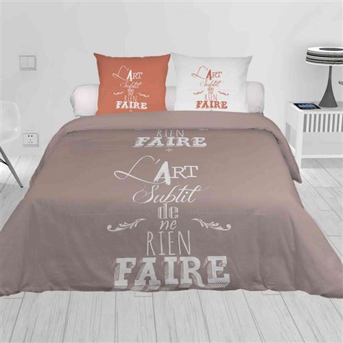 Parure de lit Subtil taupe 140x200 cm