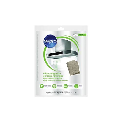Wpro Ngf331 Filtre Antigraisse Universel En Fibres Naturelles De Lin - 330g/m2 - 47 X 57 Cm - Hyper Absorbant Et Ecologique