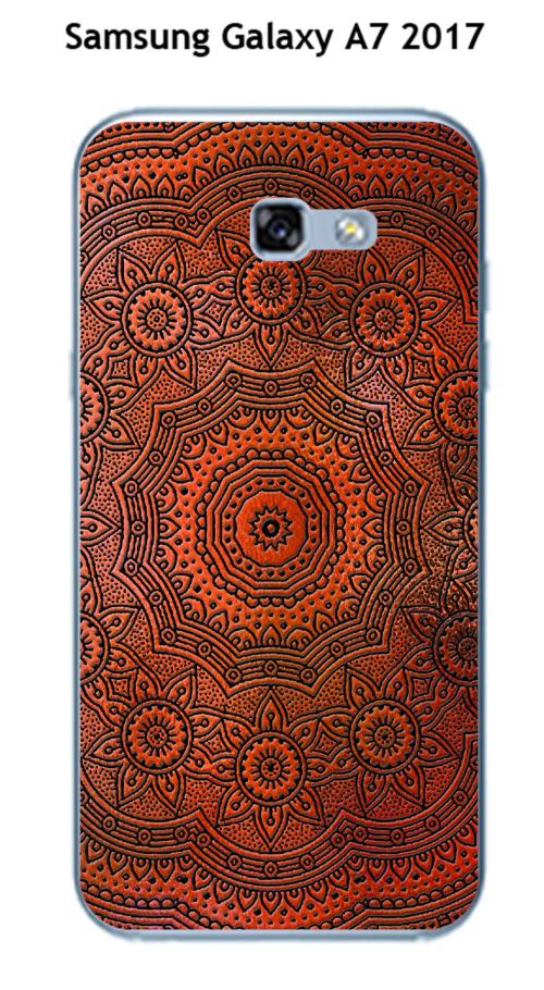 Coque TPU gel souple Samsung Galaxy A7 - 2017 design Mandala rosace Orange & Noir