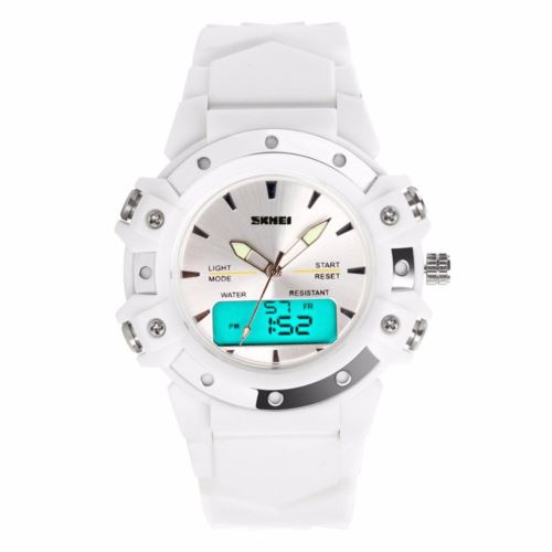 Montre étudiante électronique imperméable à l'eau Blanc