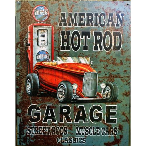 plaque hot rod american pompe essence tole publicitaire