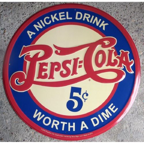 plaque pepsi cola bleu 60cm tole deco pub americaine usa