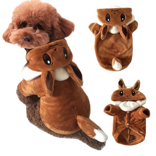 Comparer les prix de Vêtements pour Chien Chiot Pull Chaud à Capuche Chaud - Pokemon Eevee (Taille: XS)