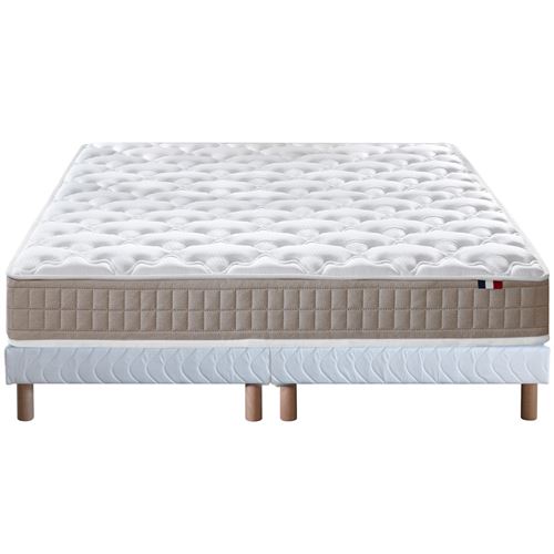 Ensemble Matelas 100% latex 3 zones NUDE et Sommier Blanc