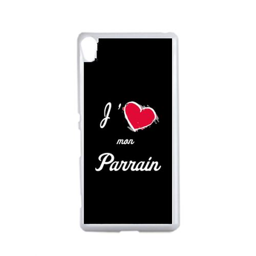 Coque J'aime Mon Parrain Fond Noir Compatible Sony Xperia Performance Transparent