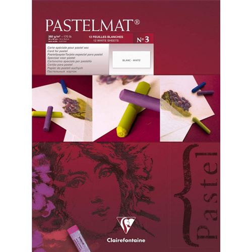 Bloc dessin A3 pastelmat 12 feuilles 30x40cm blanc N 3 - Clairefontaine