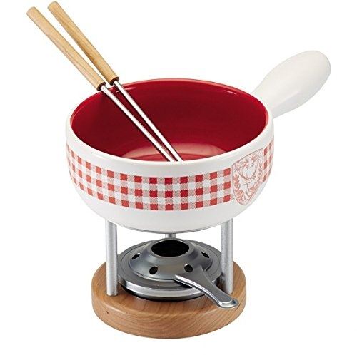 Fondue au fromage set carreau cerf en terre cuite blanche kuhn rikon 32207
