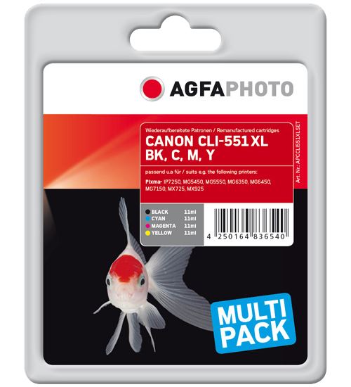 Agfa photo apccli551xlset cartouche dencre noir cyan magenta gauche