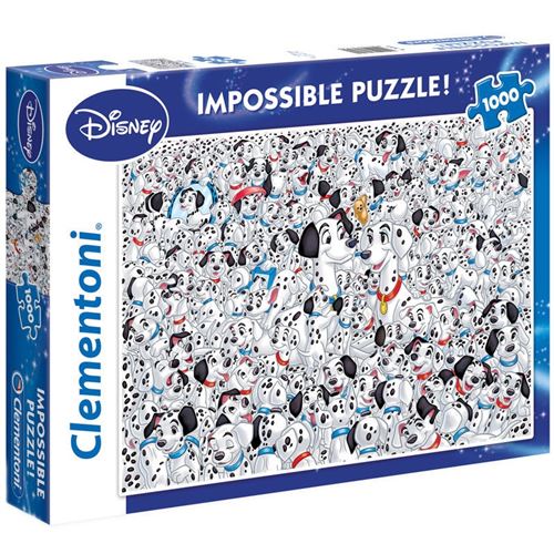 Puzzle 1000 Pièces : Puzzle Impossible - Les 101 Dalmatiens, Clementoni