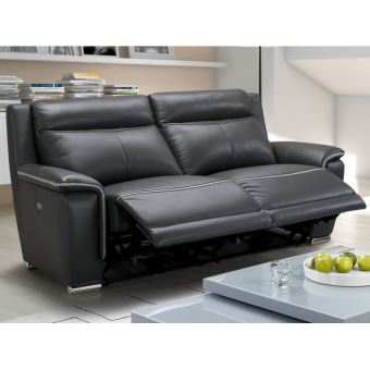Canapé 3 Places Relax électrique Paosa En Cuir Anthracite