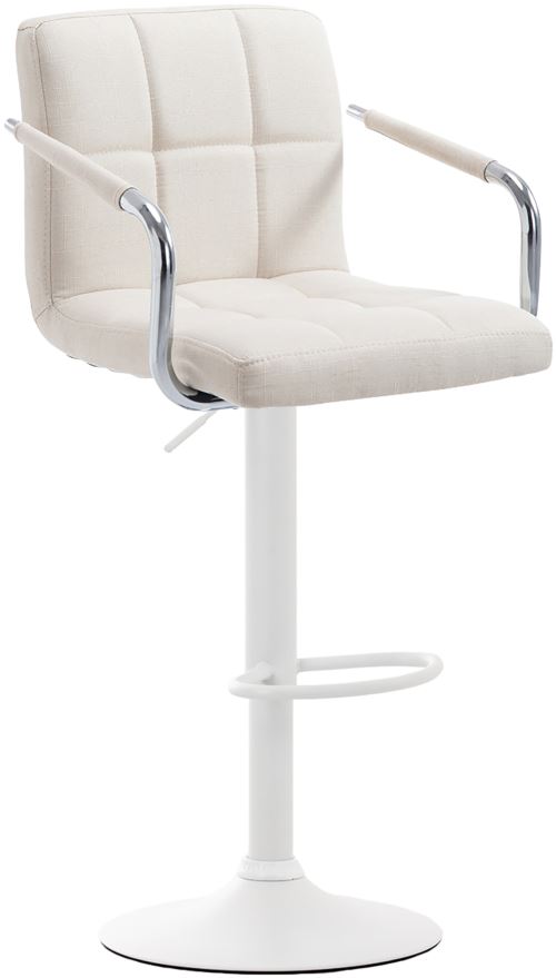 Tabouret de bar Lucy V2 en Tissu et piètement en Métal , Crème/Blanc