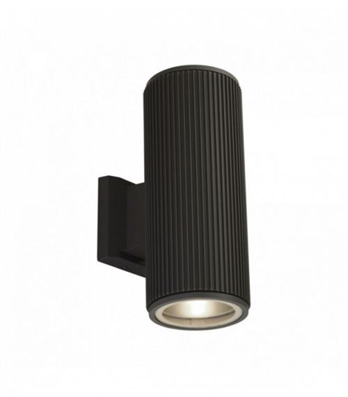 Applique extérieur haut / bas pour mur / porche - noir avec verre transparent