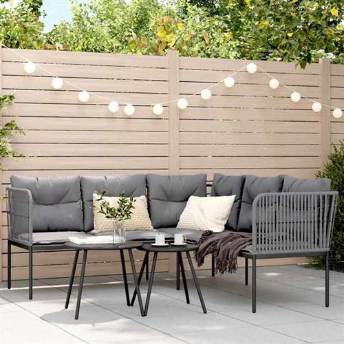 VIDAXL - Salon de jardin - Acier - Noir - Image 2