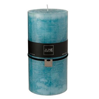 Bougie Cylindrique Déco "Junina" 20cm Bleu Azur - 1