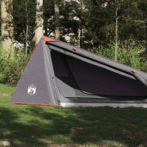vidaXL Tente de camping tunnel 1 personne gris et orange imperméable94610