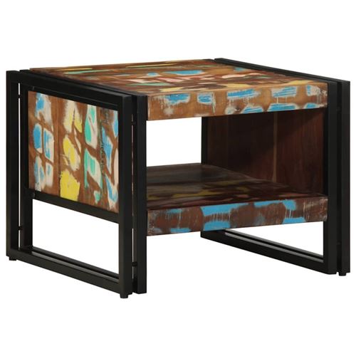 Non Communiqué Multicolore Table Basse 50X50x38 Cm Bois De Récupération Massif
