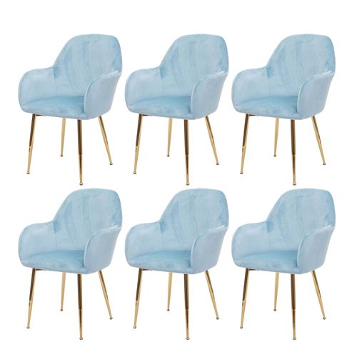 6x chaise de salle à manger MENDLER HWC-F18 velours menthe pieds dorés