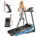 Tapis de Course Pliable FT61-Tapis Roulant Fitness-Tapis Marche APP-Inclinaison Auto 15 %-Moteur 3.0HP- Vitesse 1–14km/h,Ecran LED,Support Tab