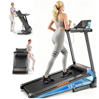 Tapis De Course Pliable UMAY 14 Km/h - Moteur 3.0HP Silencieux - App Bluetooth Et Monitoring Cardiaque