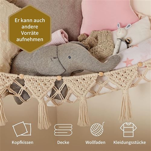 Hamac De Rangement Pour Peluches - 2 Filets Suspendus Beige | Solution De Stockage Enfant