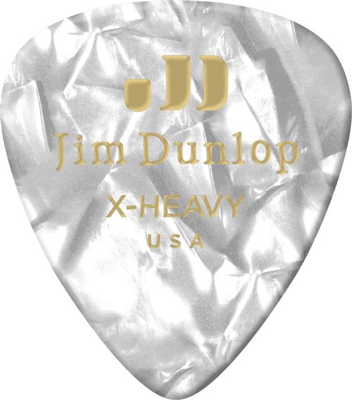 Dunlop 483P04EXH - Médiators Genuine Celluloid Classic, Pack de 12, perloid white, extra heavy