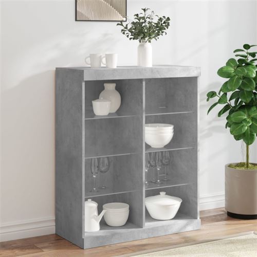 VIDAXL - Buffet - Gris Béton - 81x37x100 cm - Avec Éclairage LED - Image 3