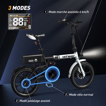 Vélo Électrique HITWAY 16 Pouces Pliable Batterie 36V6Ah