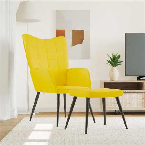 Non Communiqué Jaune Vidaxl Relaxstoel Met Voetenbank Tissu Mosterd