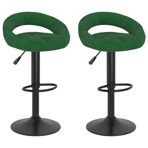 vidaXL - Tabourets de bar - Velours - Vert - Lot de 2 - Image 3